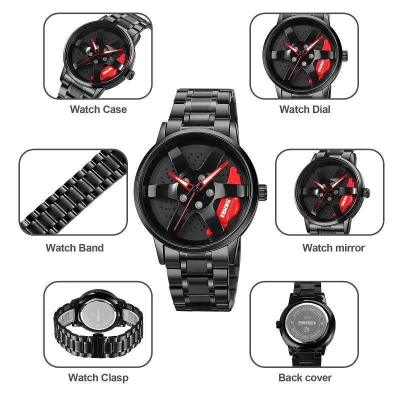 GYRO WHYL - The Alloy Wheel Watch With Rotating Alloy Wheel and Stainless Steel Strap