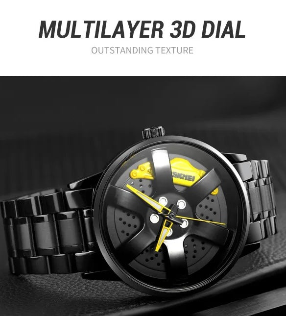 GYRO WHYL - The Alloy Wheel Watch With Rotating Alloy Wheel and Stainless Steel Strap