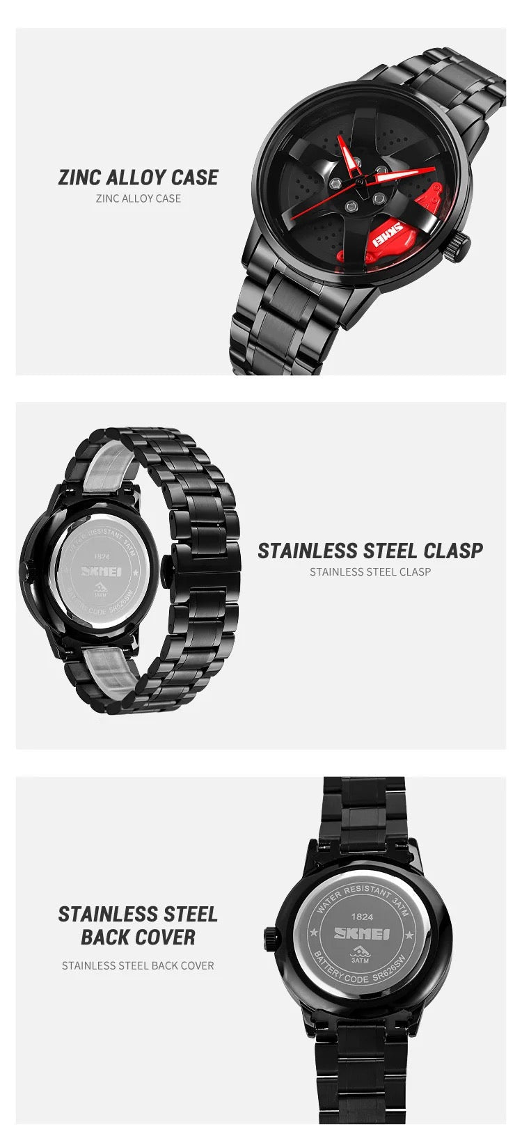 GYRO WHYL - The Alloy Wheel Watch With Rotating Alloy Wheel and Stainless Steel Strap