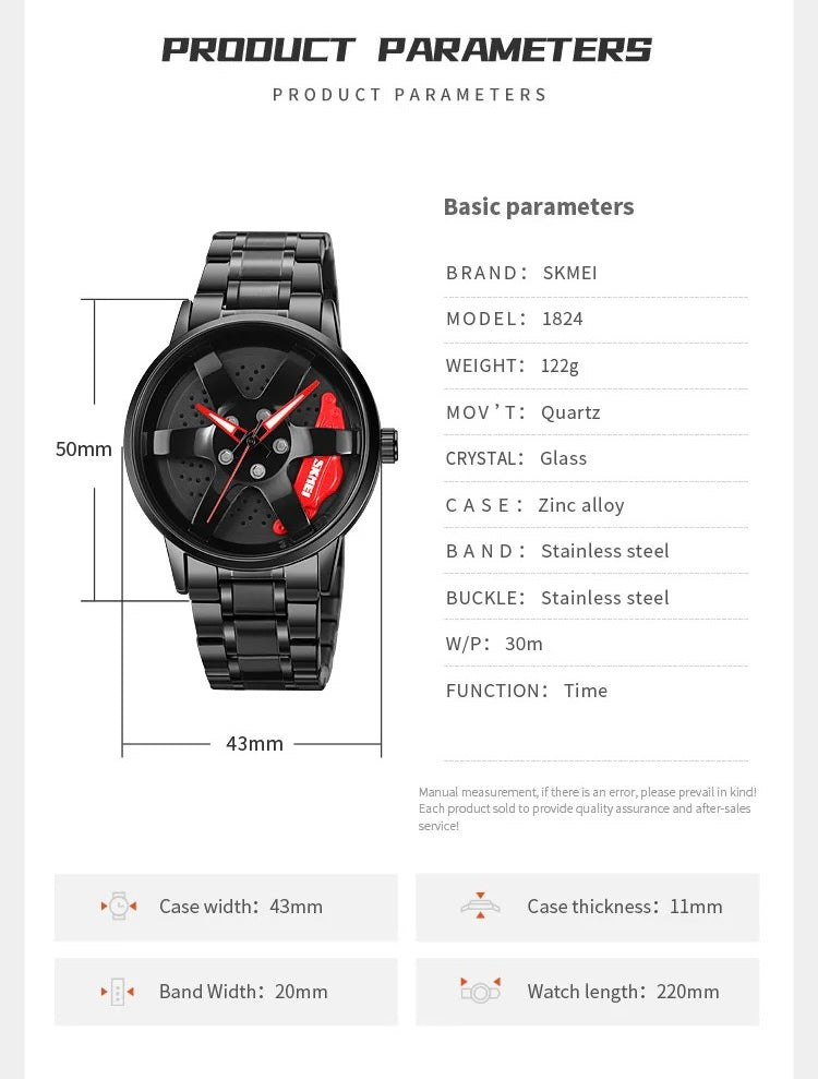 GYRO WHYL - The Alloy Wheel Watch With Rotating Alloy Wheel and Stainless Steel Strap