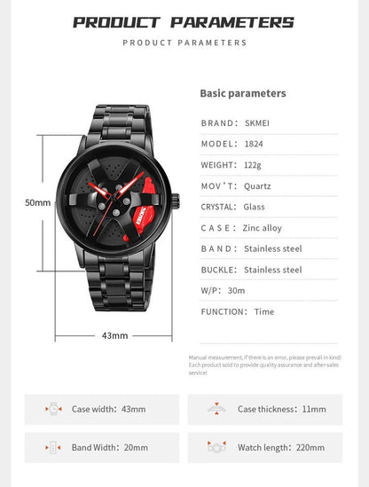 GYRO WHYL - The Alloy Wheel Watch With Rotating Alloy Wheel and Stainless Steel Strap