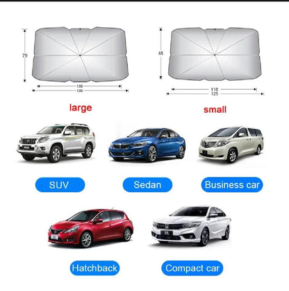 Car Umbrella Sun Shade Cover for Windshield UV Reflecting Foldable Front Car Sunshade Umbrella